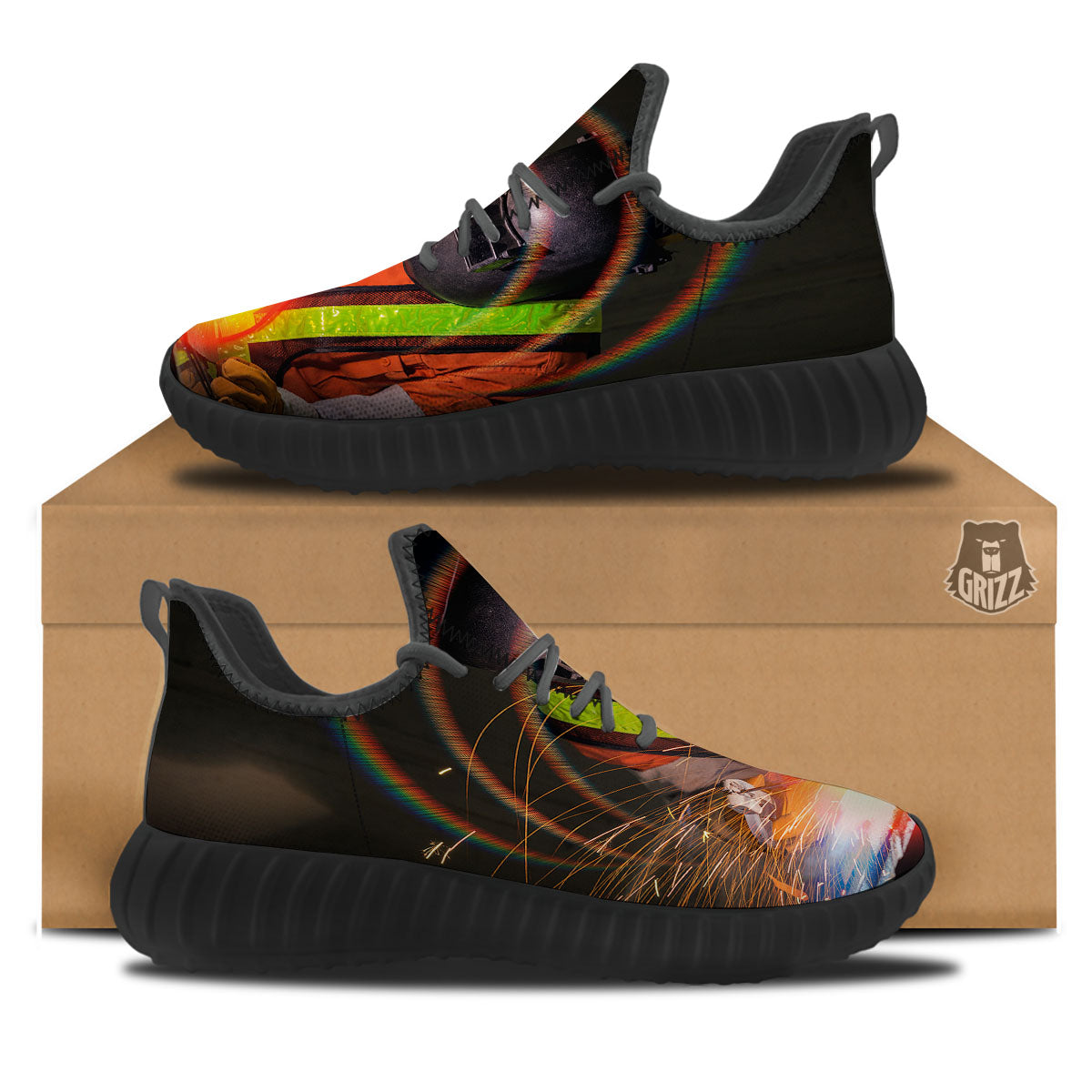 Welder Industrial Print Black Walking Shoes-grizzshop