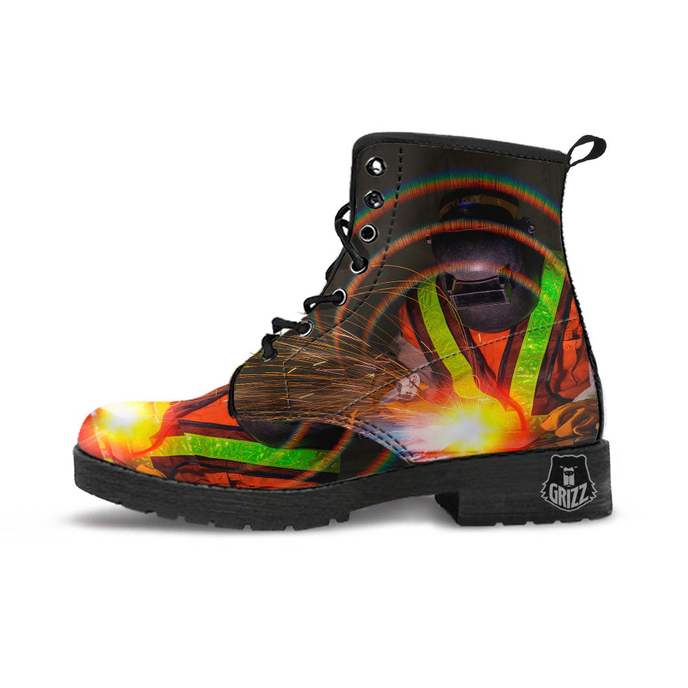 Welder Industrial Print Leather Boots-grizzshop
