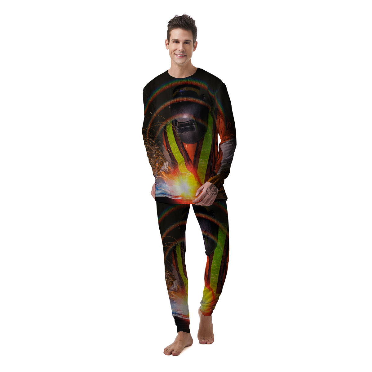 Welder Industrial Print Men's Pajamas-grizzshop