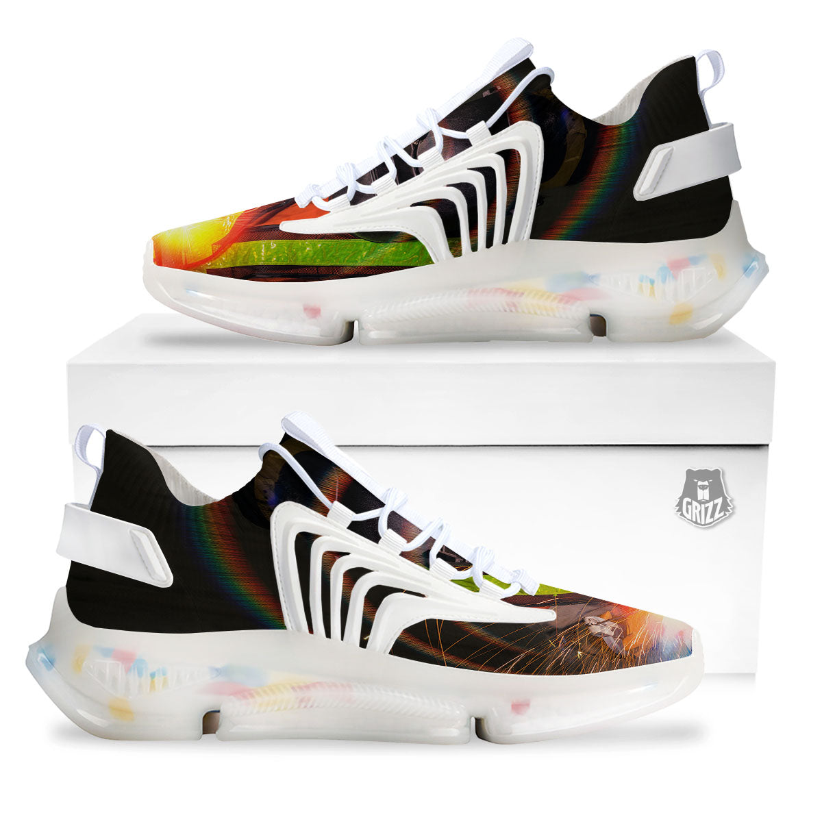 Welder Industrial Print White Gym Shoes-grizzshop