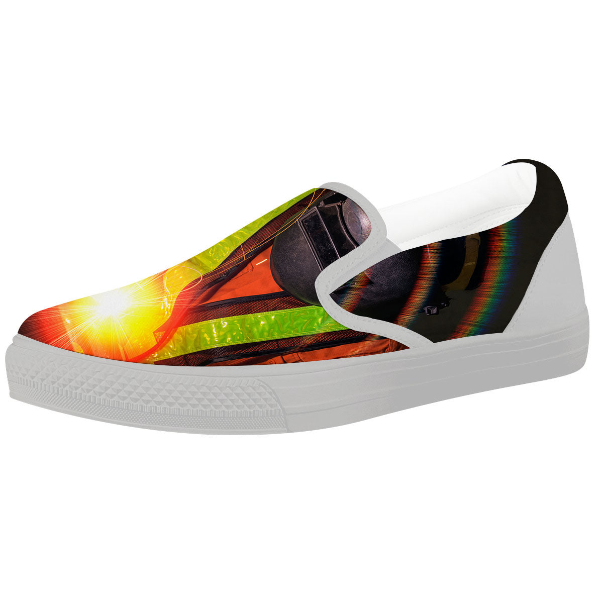 Welder Industrial Print White Slip On Shoes-grizzshop