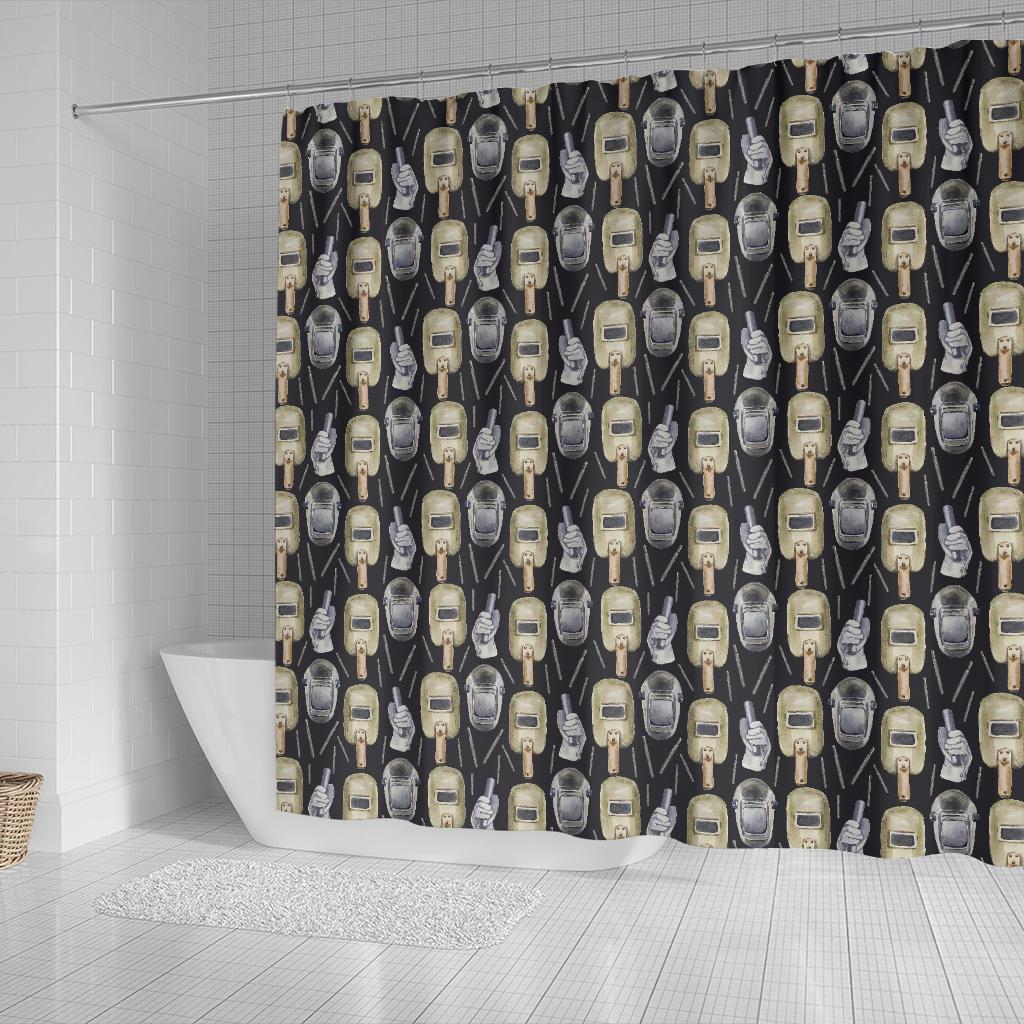 Welder Mask Print Pattern Bathroom Shower Curtain-grizzshop