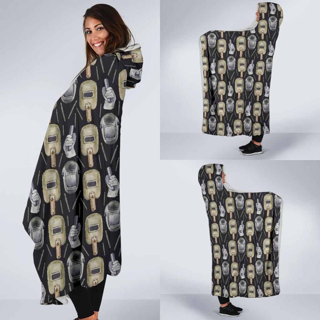 Welder Mask Print Pattern Hooded Blanket-grizzshop