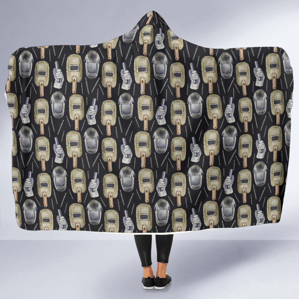 Welder Mask Print Pattern Hooded Blanket-grizzshop