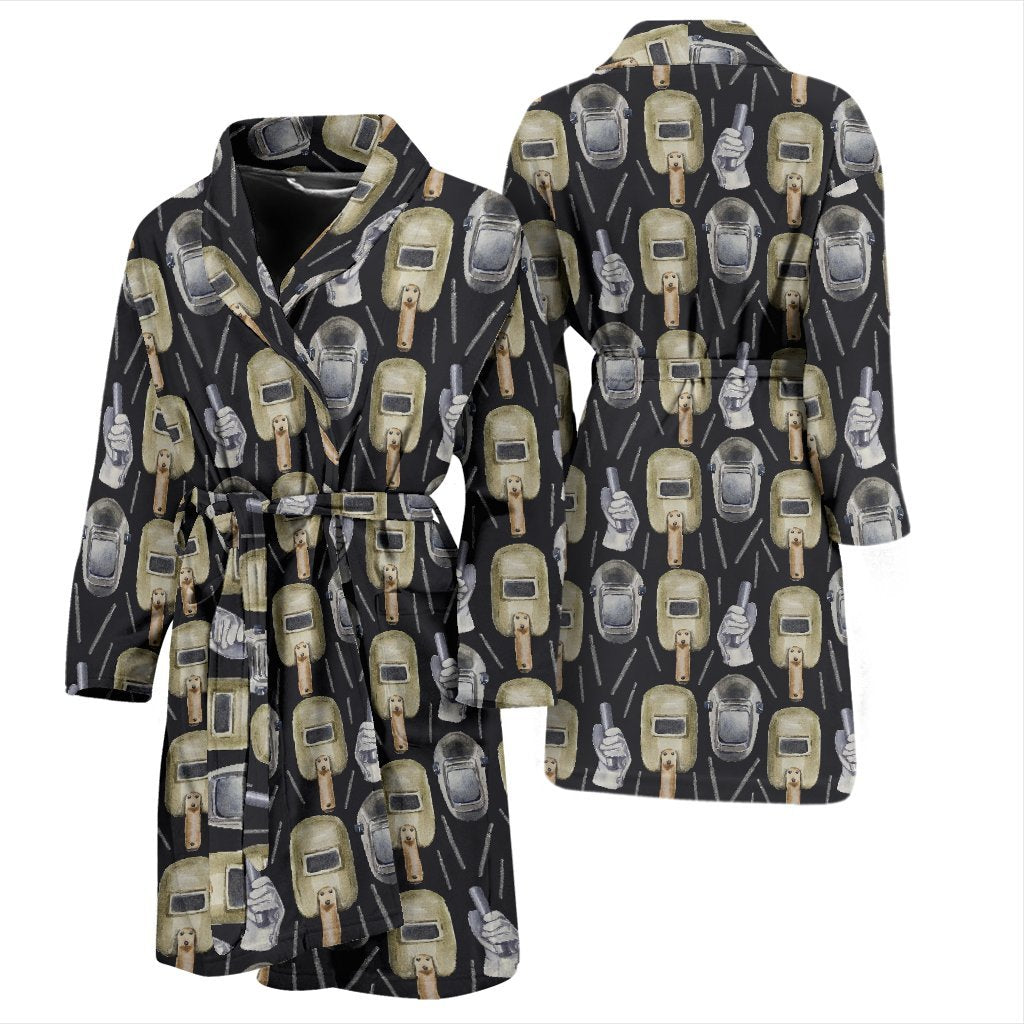 Welder Mask Print Pattern Men Long Robe-grizzshop