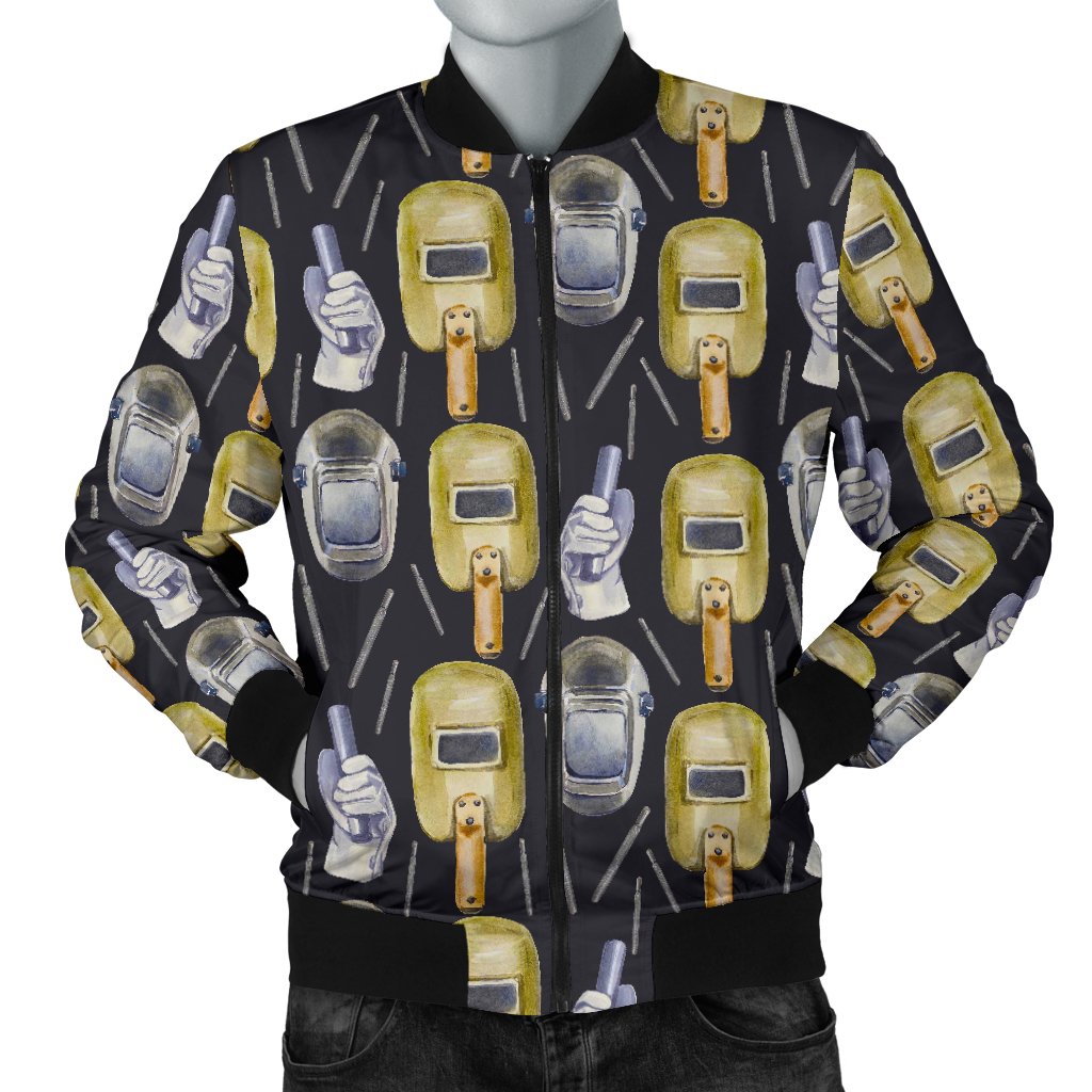 Welder Mask Print Pattern Men's Bomber Jacket-grizzshop