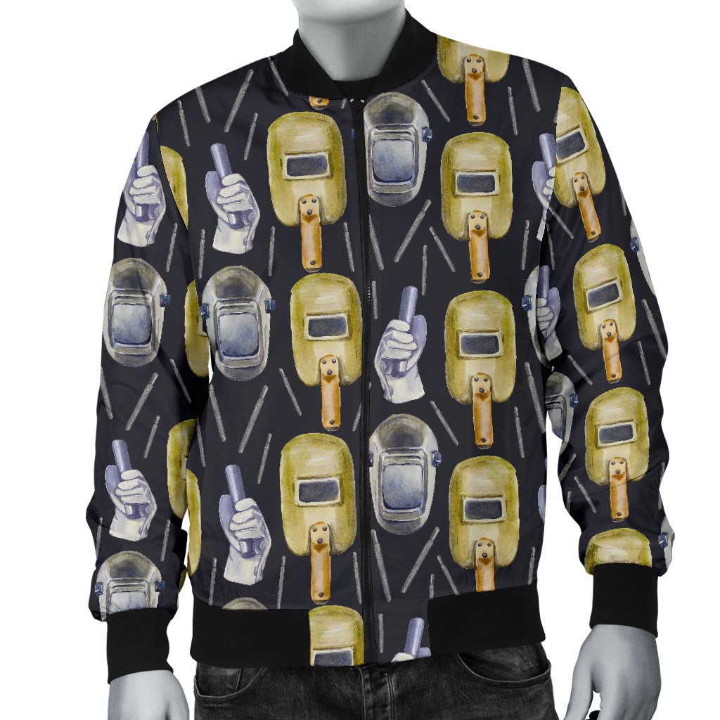 Welder Mask Print Pattern Men's Bomber Jacket-grizzshop