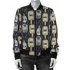 Welder Mask Print Pattern Women Casual Bomber Jacket-grizzshop