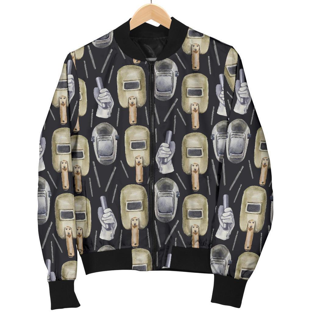 Welder Mask Print Pattern Women Casual Bomber Jacket-grizzshop