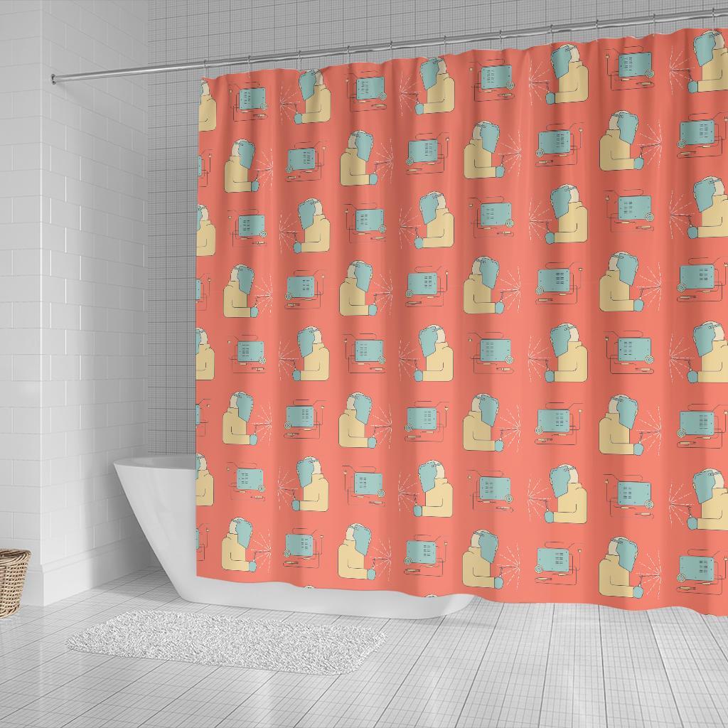 Welder Pattern Print Bathroom Shower Curtain-grizzshop