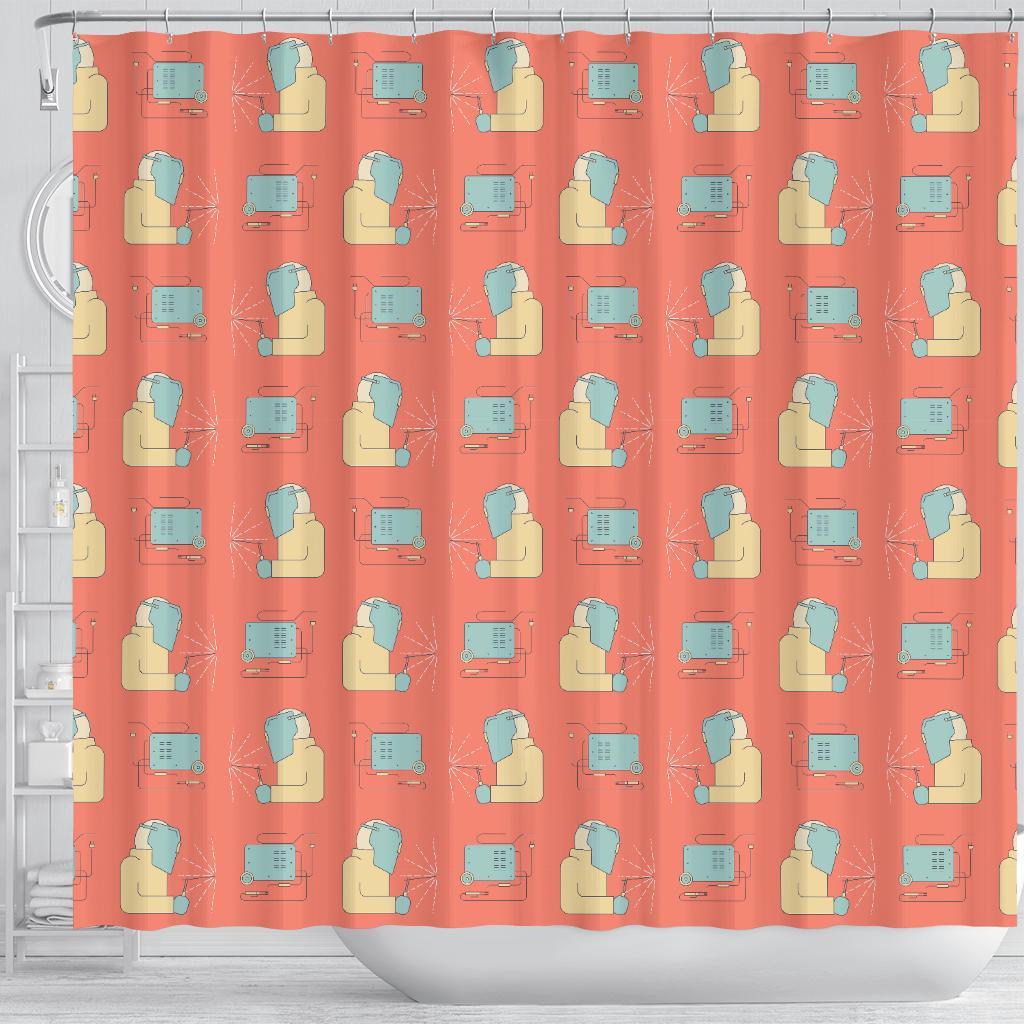 Welder Pattern Print Bathroom Shower Curtain-grizzshop