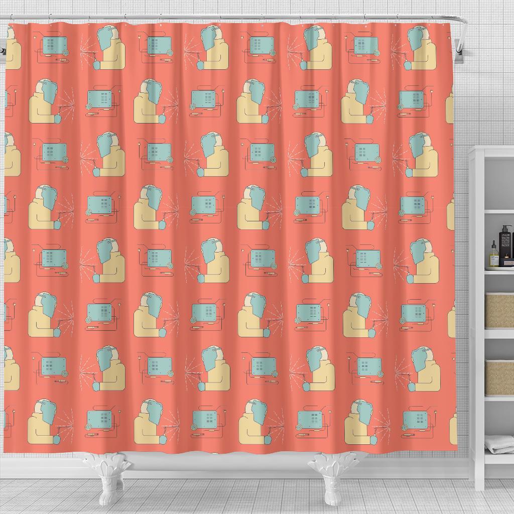 Welder Pattern Print Bathroom Shower Curtain-grizzshop