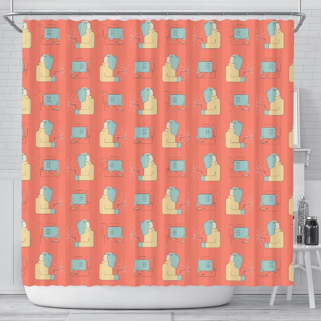 Welder Pattern Print Bathroom Shower Curtain-grizzshop