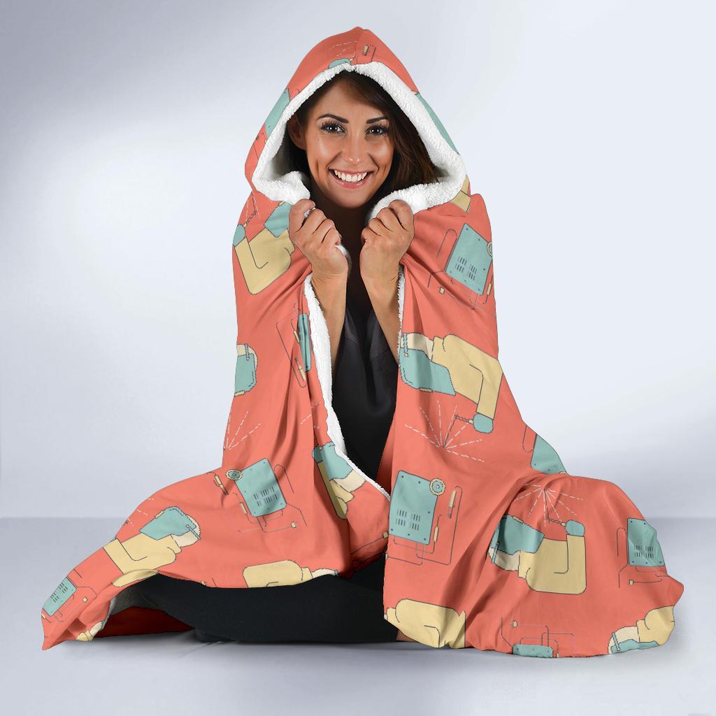 Welder Pattern Print Hooded Blanket-grizzshop