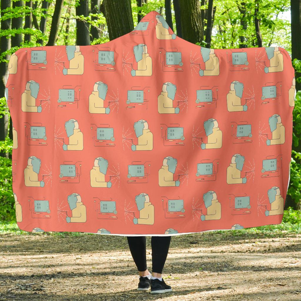Welder Pattern Print Hooded Blanket-grizzshop