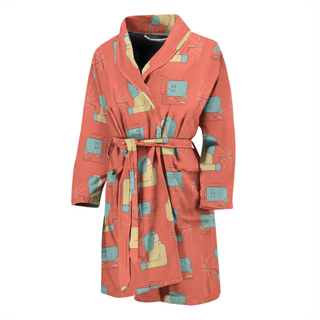 Welder Pattern Print Men Long Robe-grizzshop