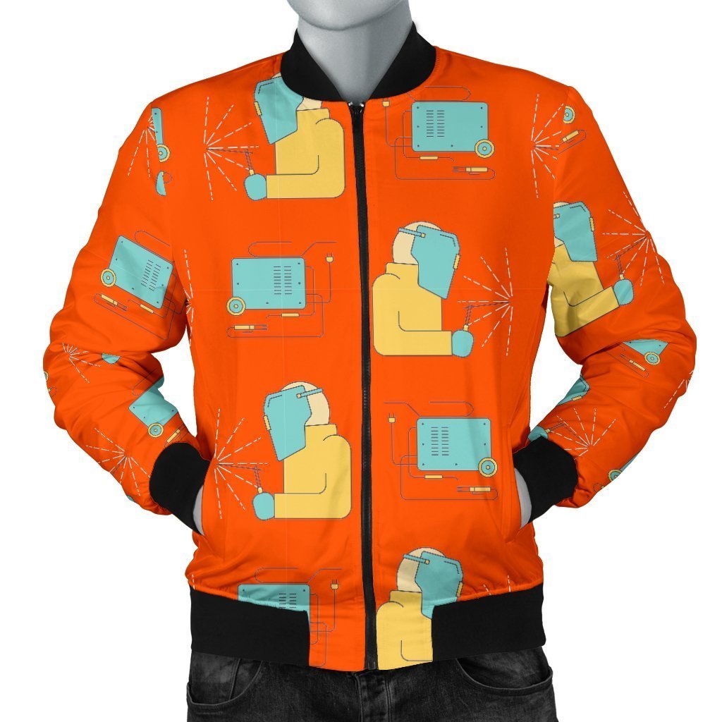 Welder Pattern Print Men's Bomber Jacket-grizzshop