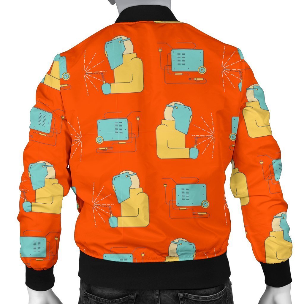 Welder Pattern Print Men's Bomber Jacket-grizzshop