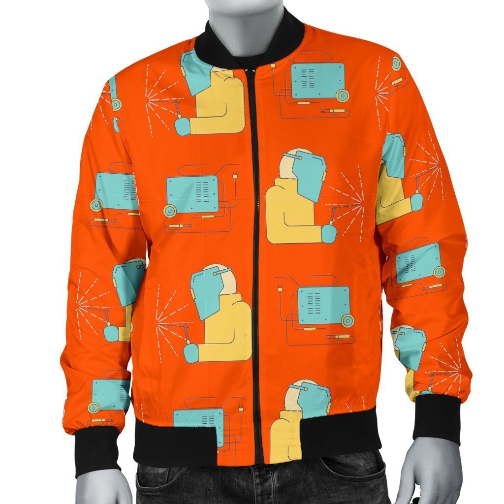 Welder Pattern Print Men's Bomber Jacket-grizzshop