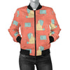 Welder Pattern Print Women Casual Bomber Jacket-grizzshop