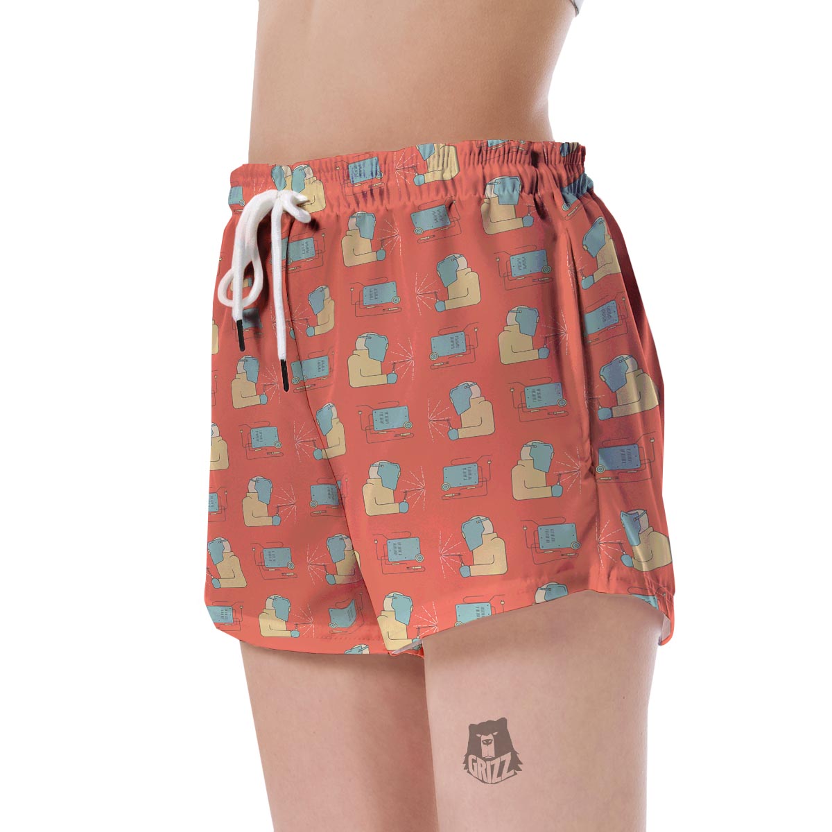 Welder Pattern Print Women's Shorts-grizzshop