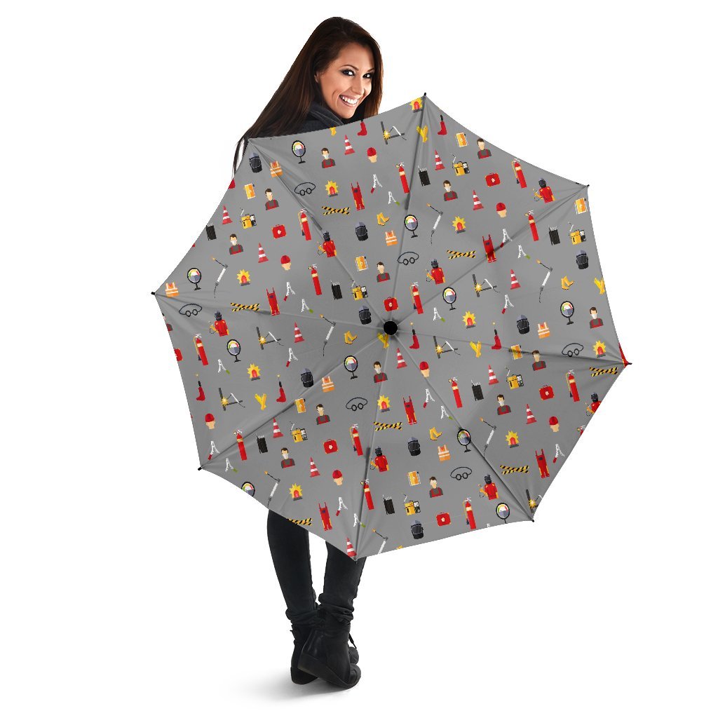 Welder Print Pattern Automatic Foldable Umbrella-grizzshop