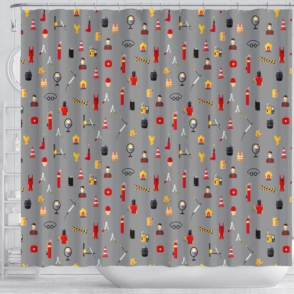 Welder Print Pattern Bathroom Shower Curtain-grizzshop