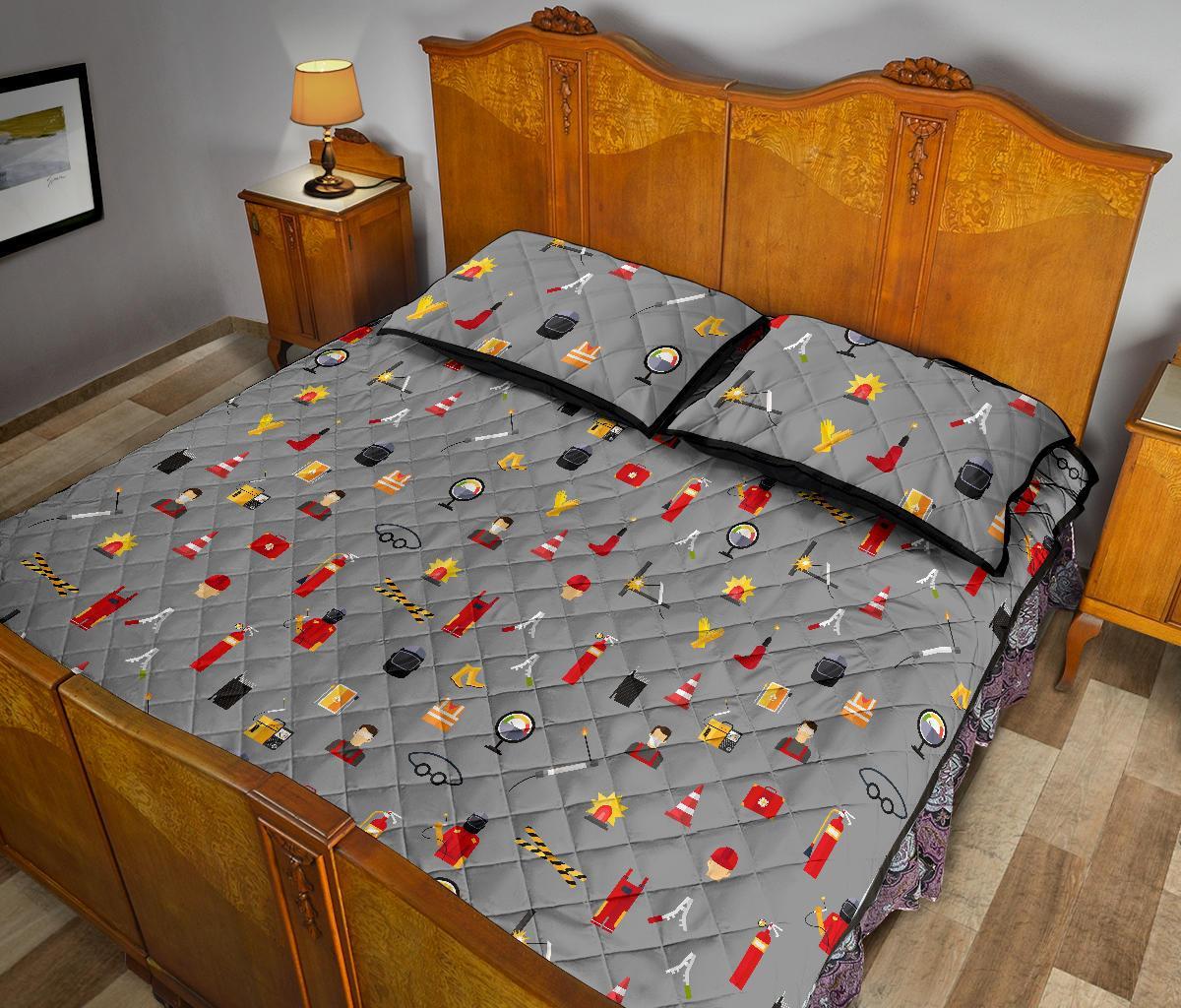 Welder Print Pattern Bed Set Quilt-grizzshop