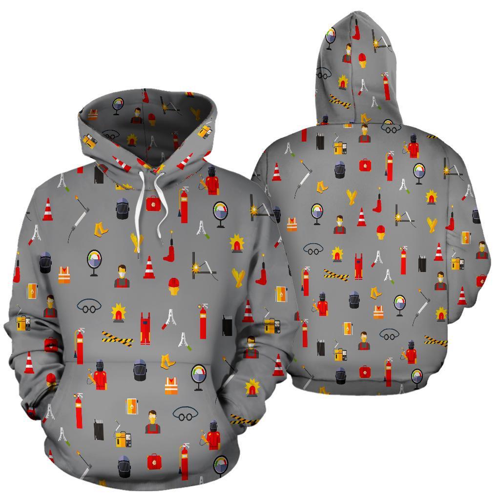 Welder Print Pattern Men Women Pullover Hoodie-grizzshop