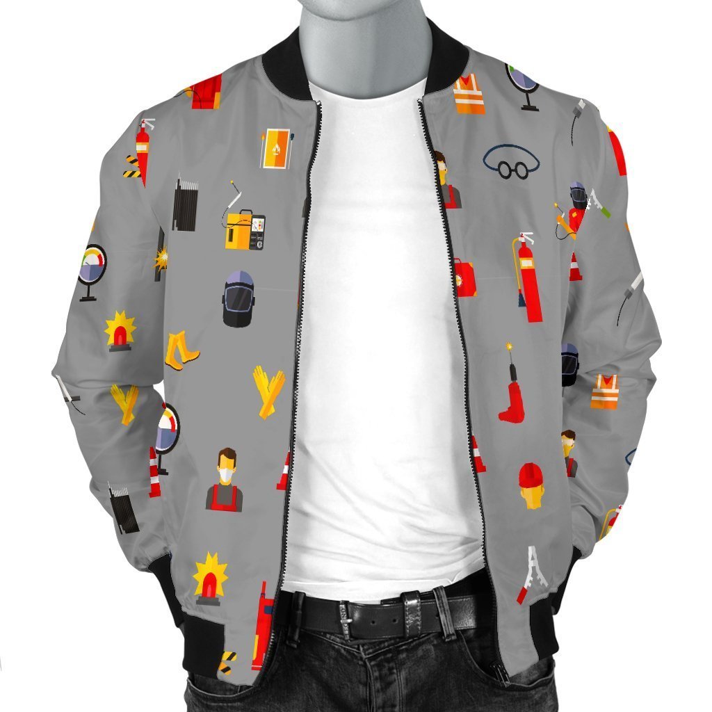 Welder Print Pattern Men's Bomber Jacket-grizzshop