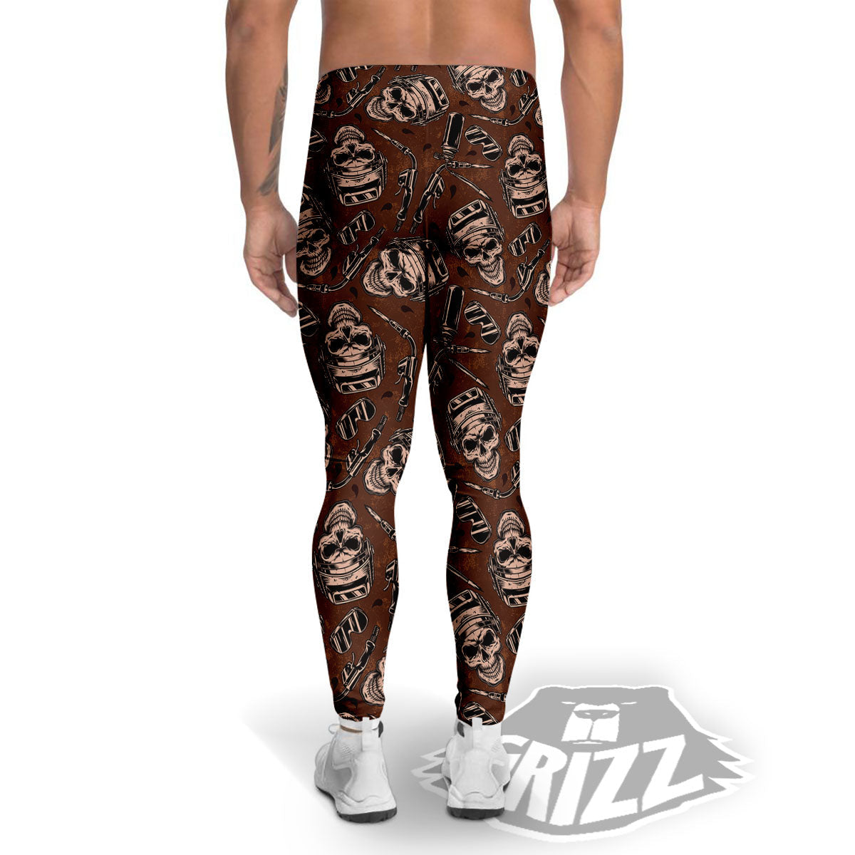 Welder Skull Print Pattern Men's Leggings-grizzshop