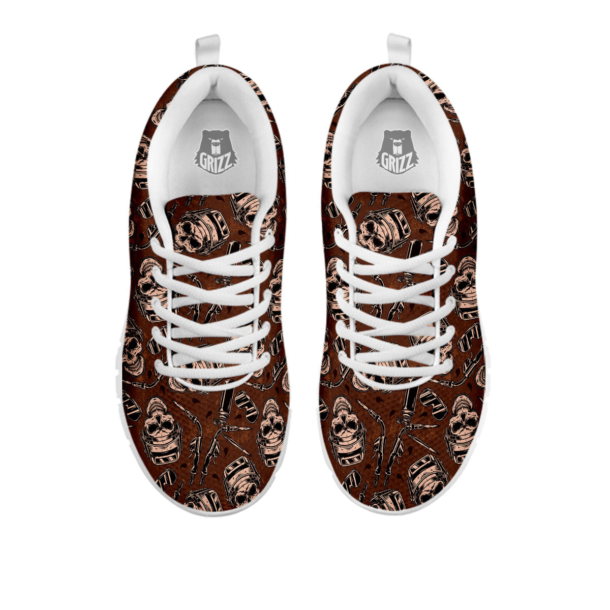 Welder Skull Print Pattern White Sneaker-grizzshop