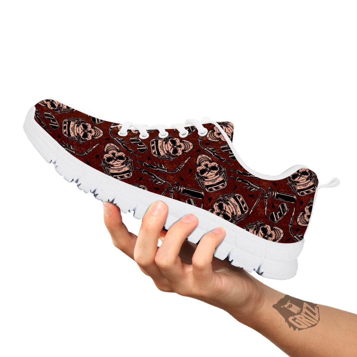 Welder Skull Print Pattern White Sneaker-grizzshop