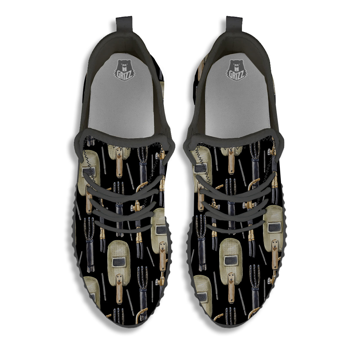 Welder Watercolor Print Pattern Black Walking Shoes-grizzshop