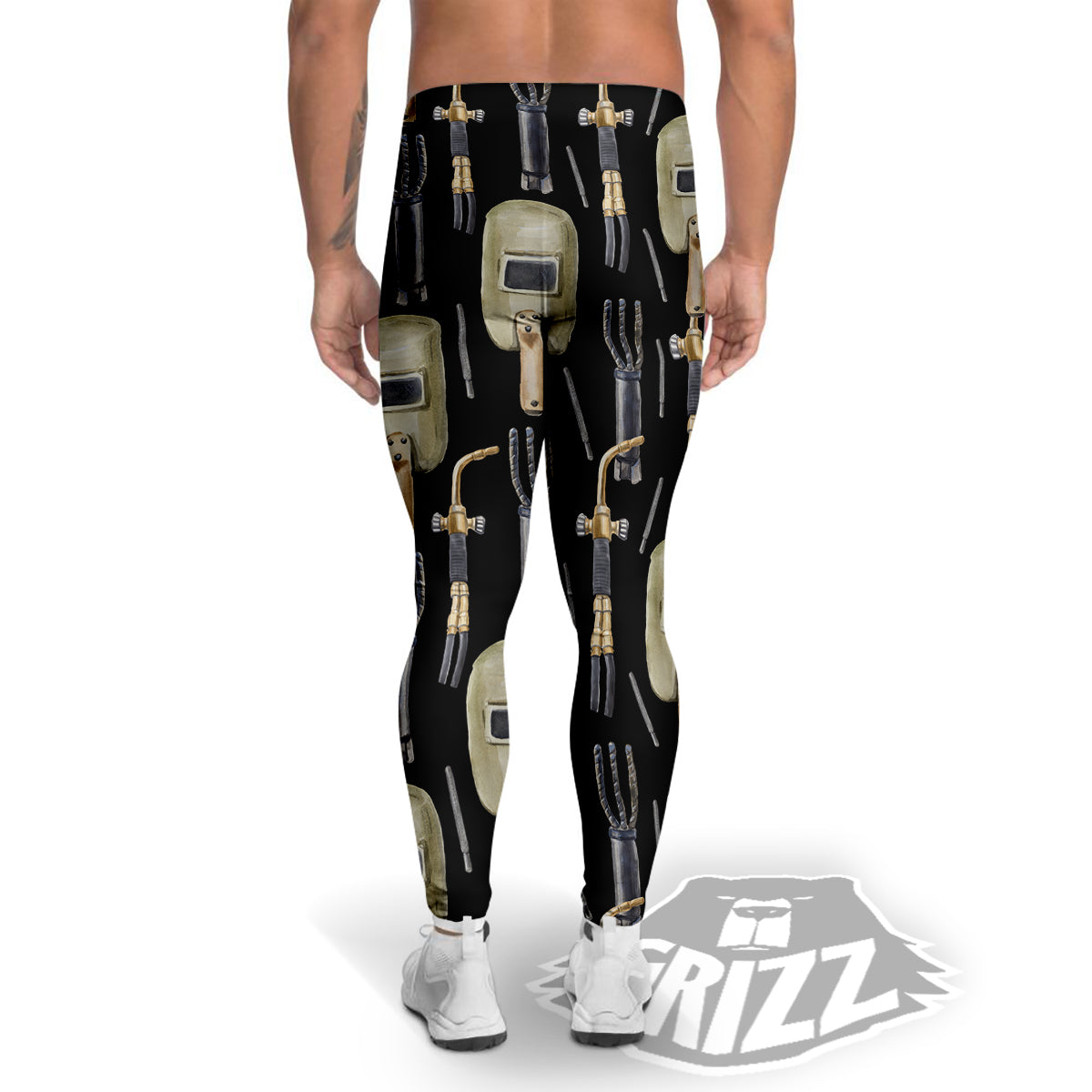 Welder Watercolor Print Pattern Men's Leggings-grizzshop