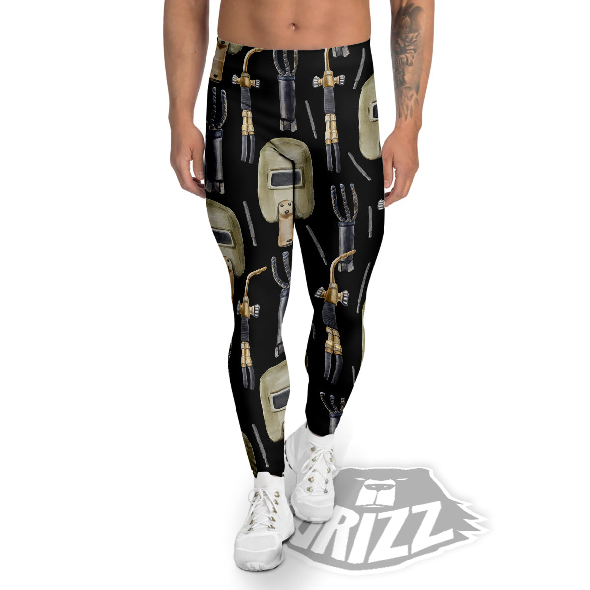 Welder Watercolor Print Pattern Men's Leggings-grizzshop