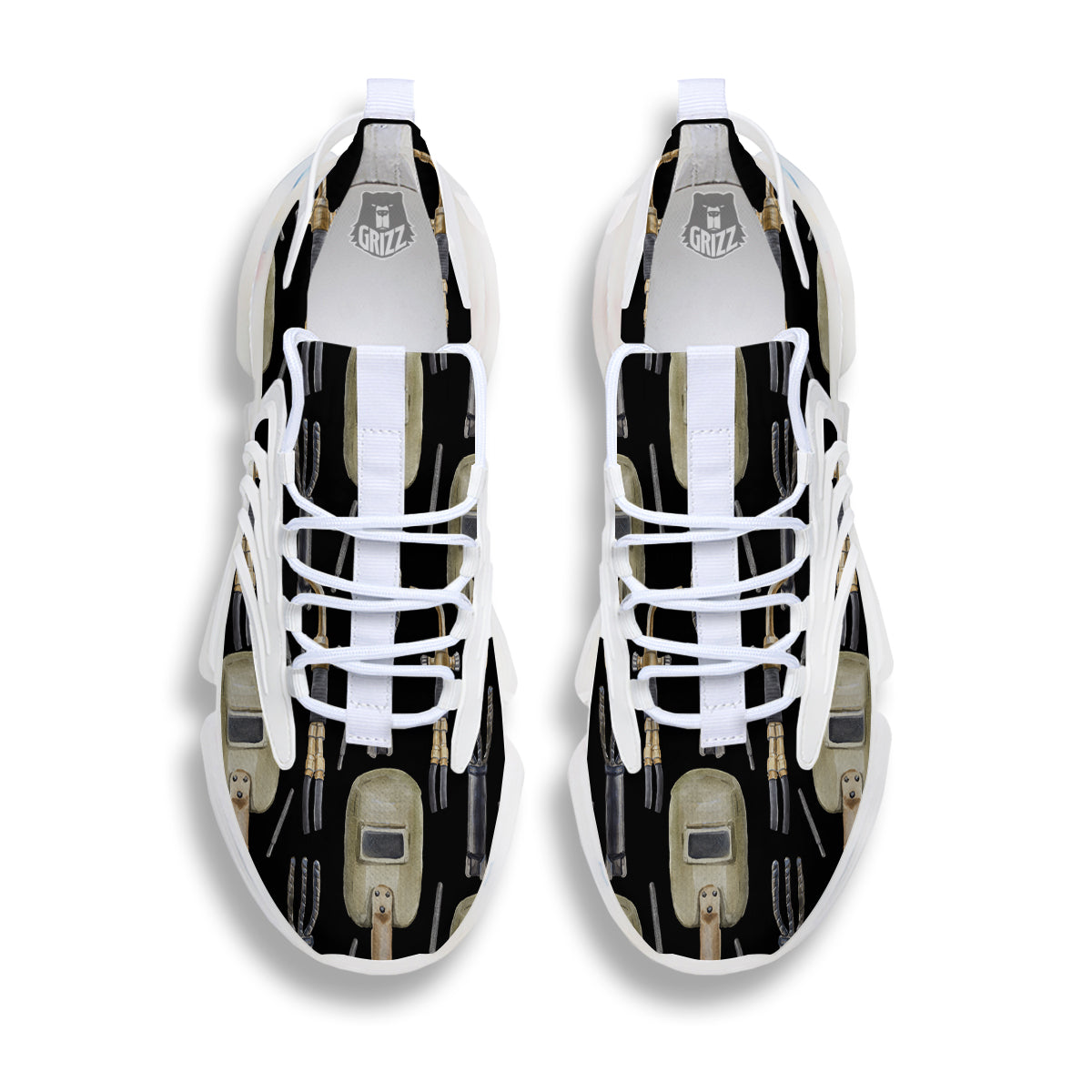 Welder Watercolor Print Pattern White Gym Shoes-grizzshop