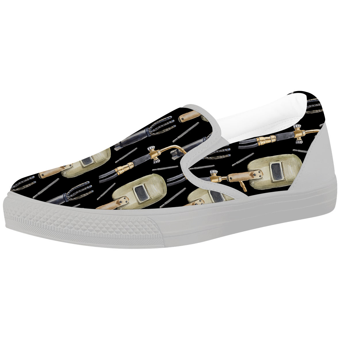 Welder Watercolor Print Pattern White Slip On Shoes-grizzshop