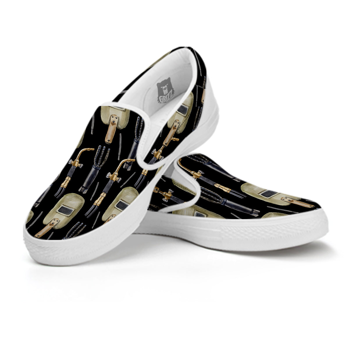 Welder Watercolor Print Pattern White Slip On Shoes-grizzshop
