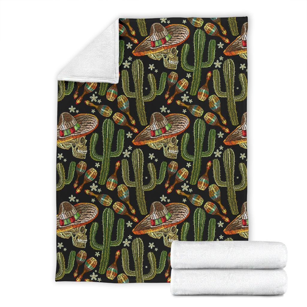 Western Cowboy Cactus Pattern Print Blanket-grizzshop