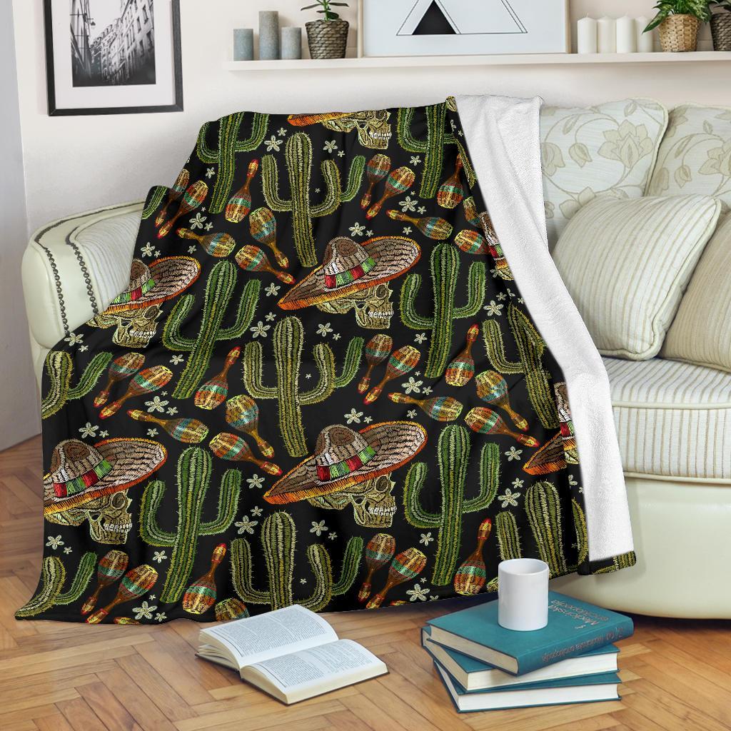 Western Cowboy Cactus Pattern Print Blanket-grizzshop