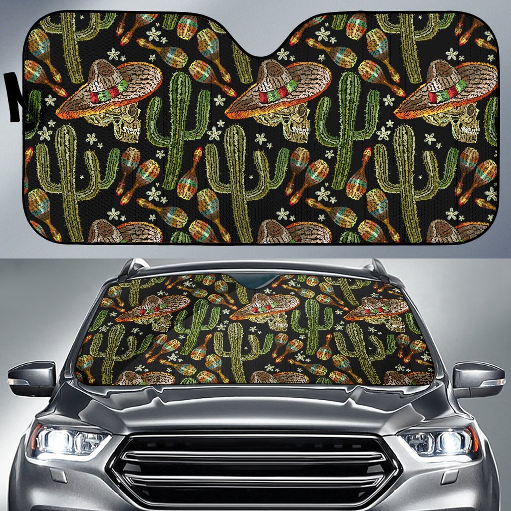 Western Cowboy Cactus Pattern Print Car Sun Shade-grizzshop