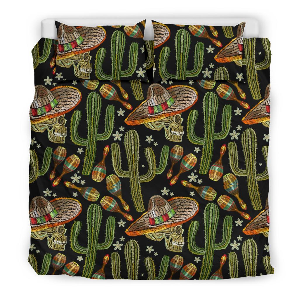 Western Cowboy Cactus Pattern Print Duvet Cover Bedding Set-grizzshop