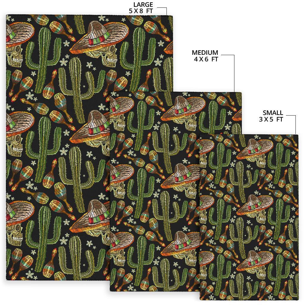 Western Cowboy Cactus Pattern Print Floor Mat-grizzshop