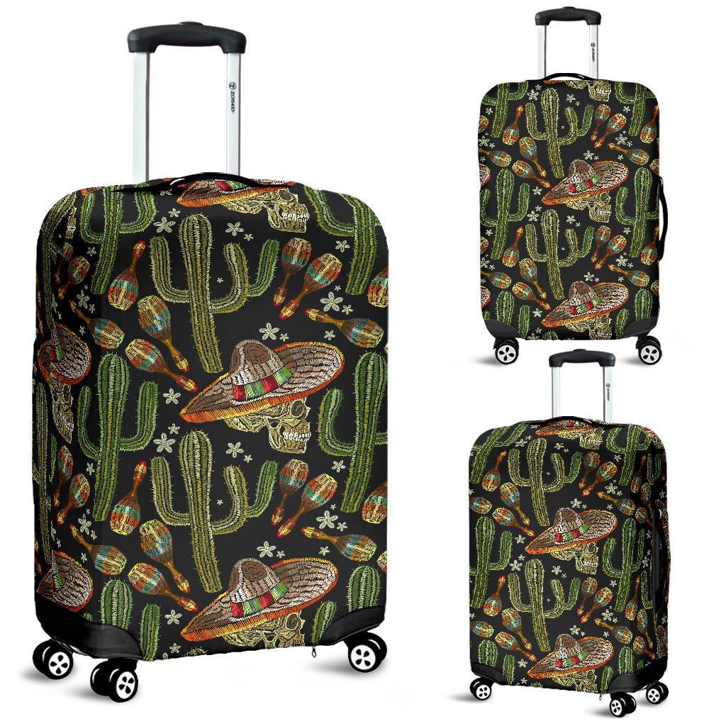 Western Cowboy Cactus Pattern Print Luggage Cover Protector-grizzshop