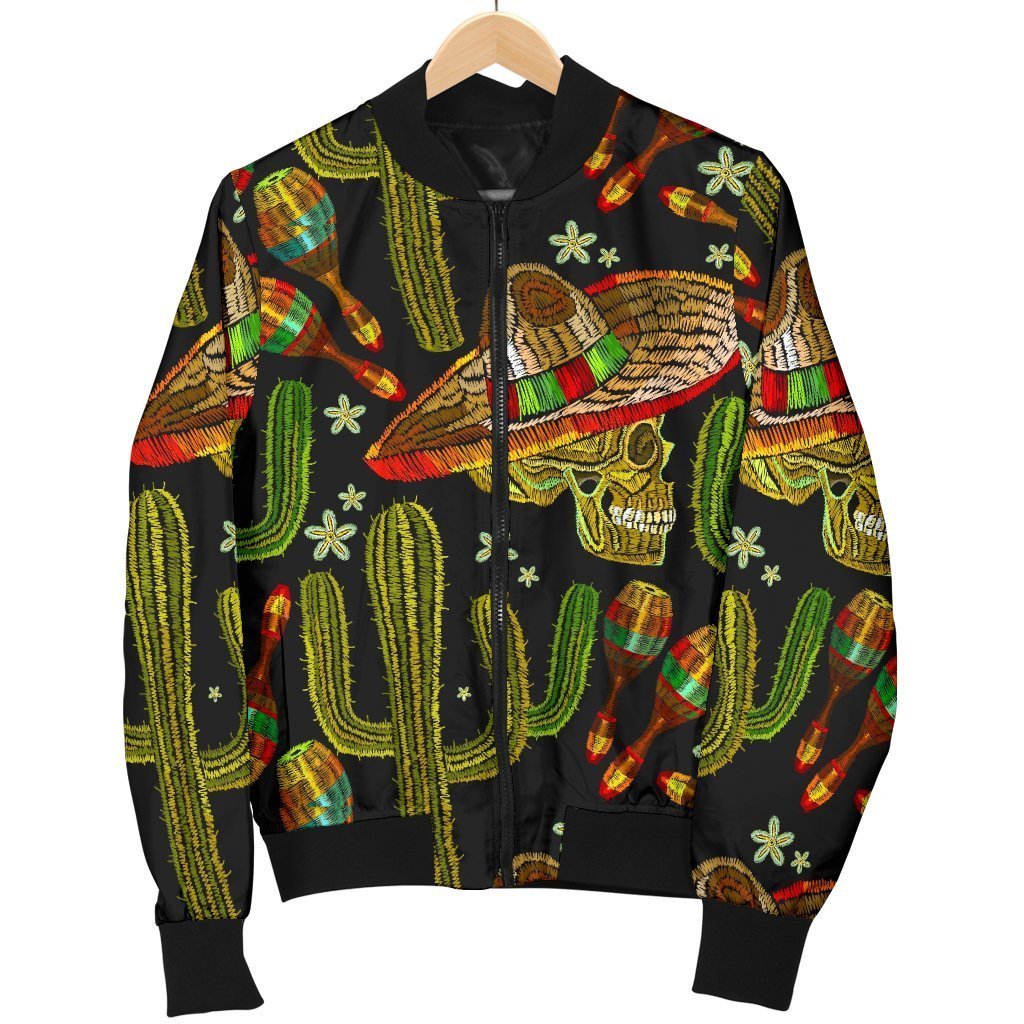 Western Cowboy Cactus Pattern Print Men's Bomber Jacket-grizzshop