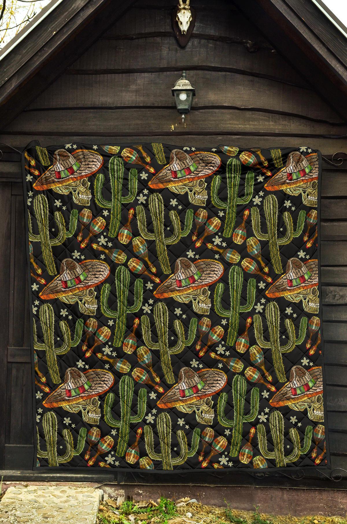 Western Cowboy Cactus Pattern Print Quilt-grizzshop