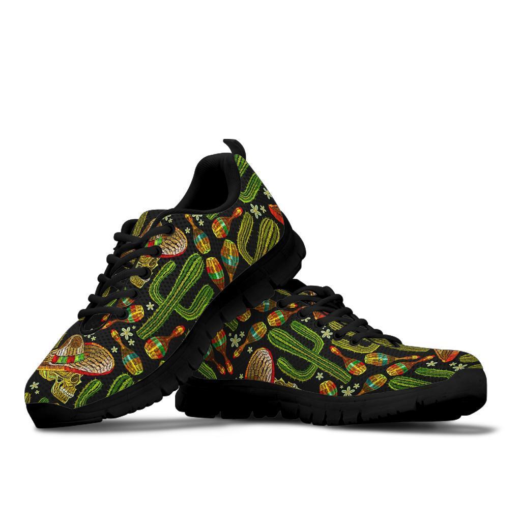 Western Cowboy Cactus Pattern Print Sneaker Shoes For Men Women-grizzshop