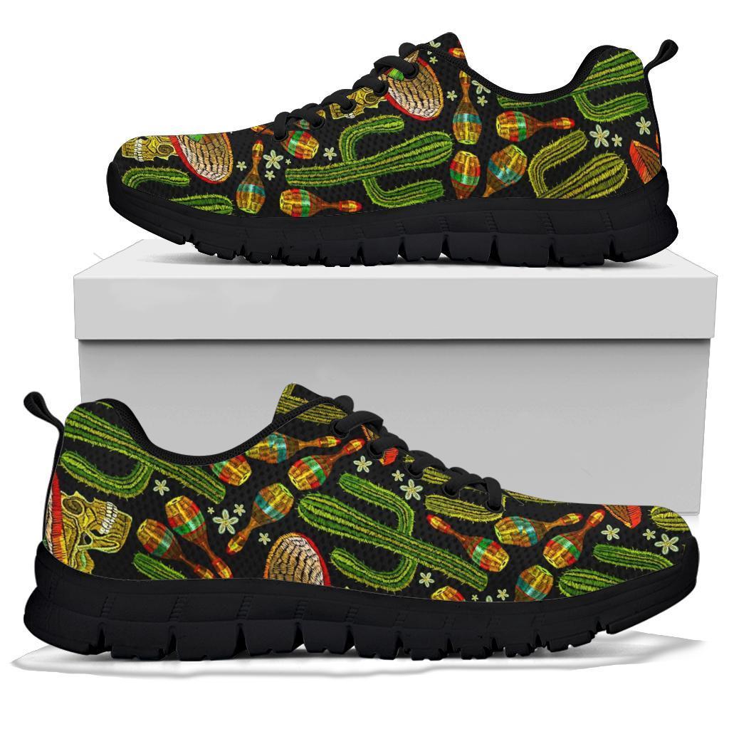 Western Cowboy Cactus Pattern Print Sneaker Shoes For Men Women-grizzshop