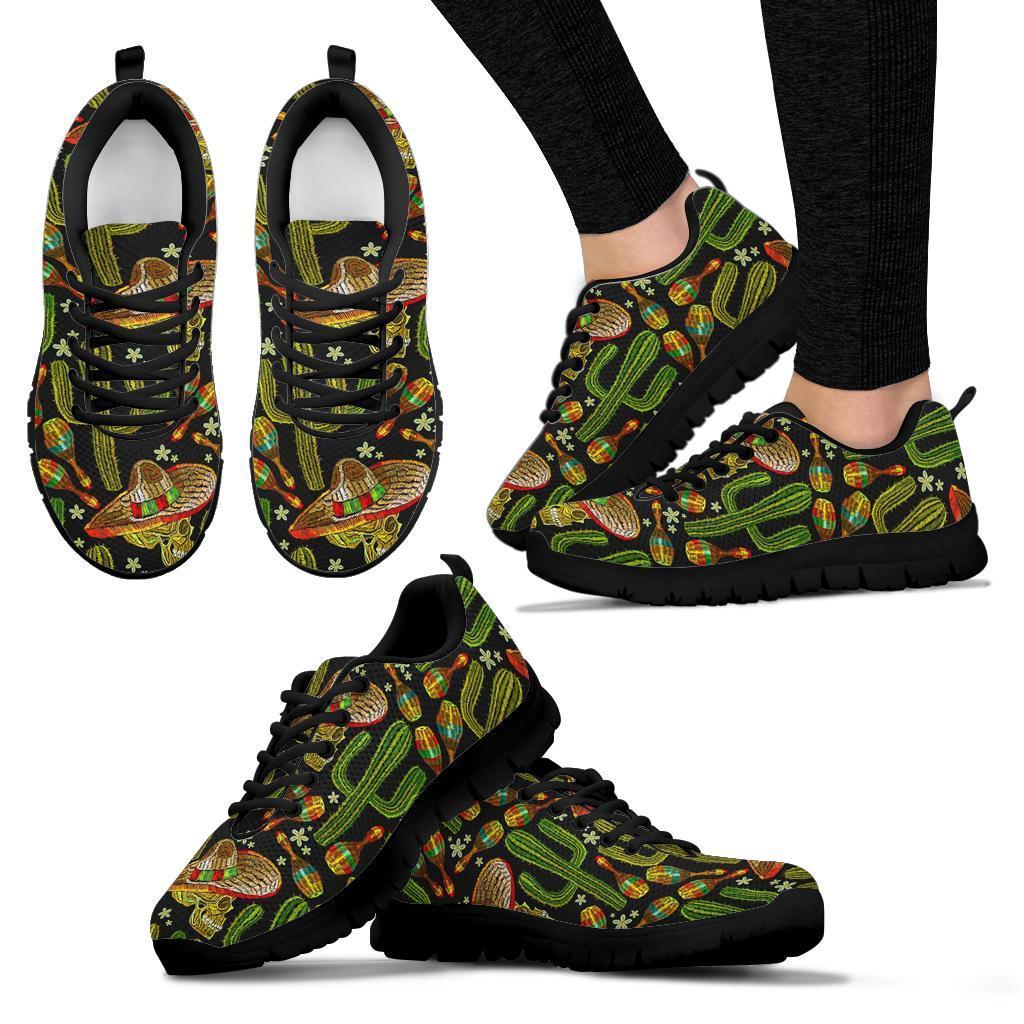 Western Cowboy Cactus Pattern Print Sneaker Shoes For Men Women-grizzshop